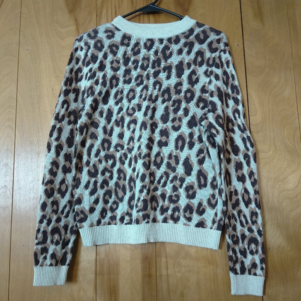A New Day Size XS Animal Print Long Sleeve Crewneck Pullover Sweater Colorful